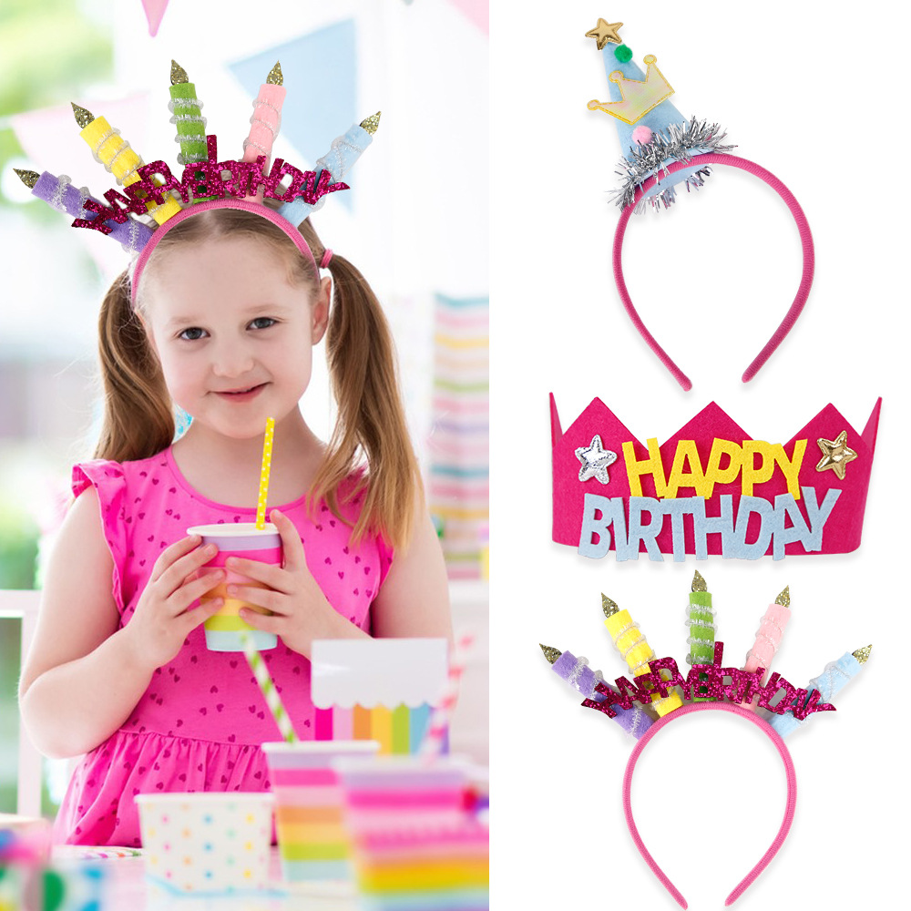 Diadema de cumpleaños corona accesorios para el cabello Adultos niños decoración de fiesta de cumpleaños sombrero de cumpleaños diadema vela de cumpleaños tocado
