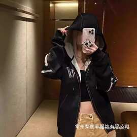 高版本家新款双色卡毛织提花连帽针织羊毛男女开衫拉链毛衣批发