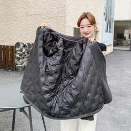 灰色内里羽绒服西装外套2025新款女冬老钱风加厚保暖气质西服大衣