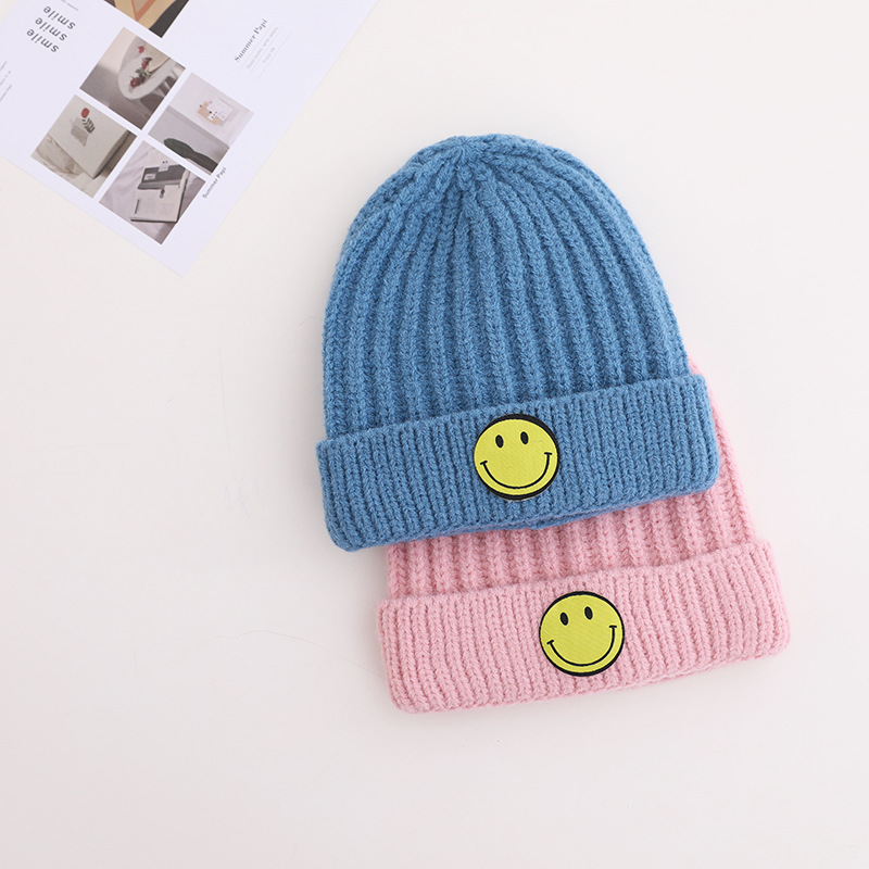 Children's Knitted Hat Round Label Color Smiley Hemp Pattern Woolen Hat Winter Warm Hood display picture 7