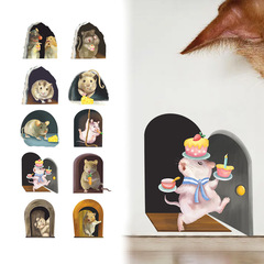 新LD01-LD10卡通可愛老鼠洞DIY臥室玄關樓梯家居牆面裝飾牆貼畫