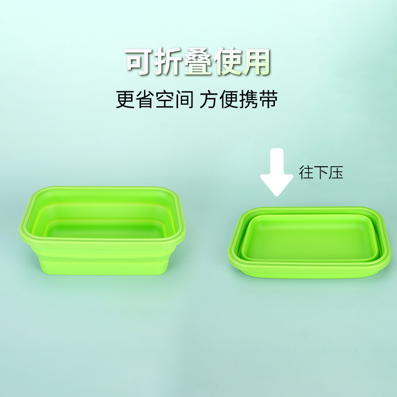 Caja de almuerzo de silicona plegable horno de microondas caja de almuerzo de silicona caja de almacenamiento refrigerador caja de preservación caja de almuerzo plegable al aire libre
