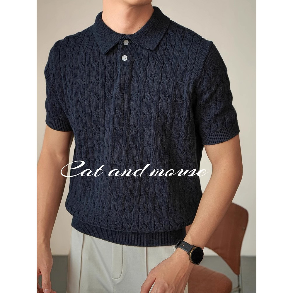 Camisa POLO con cuello vuelto, jersey de manga corta para hombre, corte ajustado, moda de verano, comercio exterior, venta al por mayor transfronteriza, camiseta de verano para hombre.