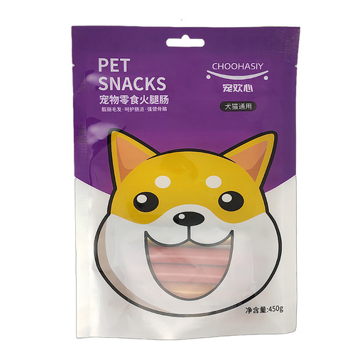 Manufacturer wholesale pet ham sausage 450g cat snack meat strips dog low salt training dog chicken flavor