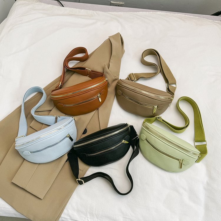 Nicho transfronterizo bolso de pecho inclinado bolso de cintura de moda de mujer bolso de hombro casual de cuero suave bolso de hombro letras de estilo universal