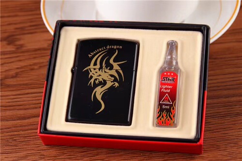 Black Paint Dragon + 5ML Set Kerosene Advertising Lighter Floor Push Kerosene Lighter 2-piece Set Wholesale