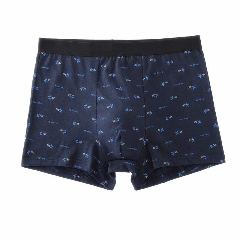 Pure Cotton Printed Men's Underwear All Cotton Boxers Men's Underwear Large Size Student Breathable Shorts Head Youth Mid-Waist