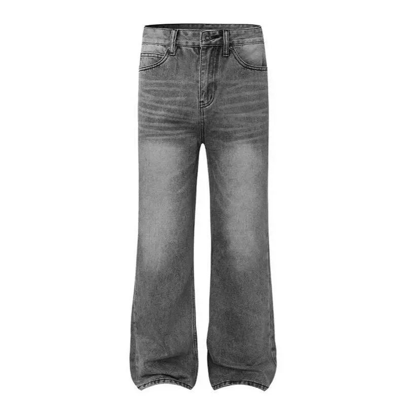 Парижские джинсы Bootcut ретро выстланные светло-серые микро-раскройные джинсы винтажные повседневные брюки чистая посадка