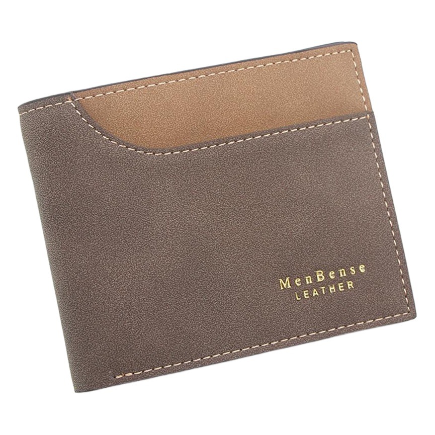 MenBense nueva cartera de los hombres corto bronceado en relieve esmerilado tríptico bolsa de hojas sueltas cartera corta de los hombres