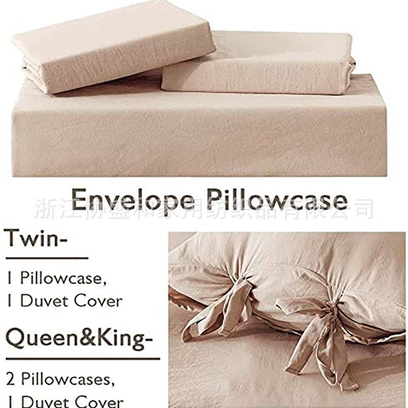 Juego de pajarita cepillada de estilo japonés, funda de edredón de tres piezas agradable para la piel, funda de almohada, ropa de cama con pajarita