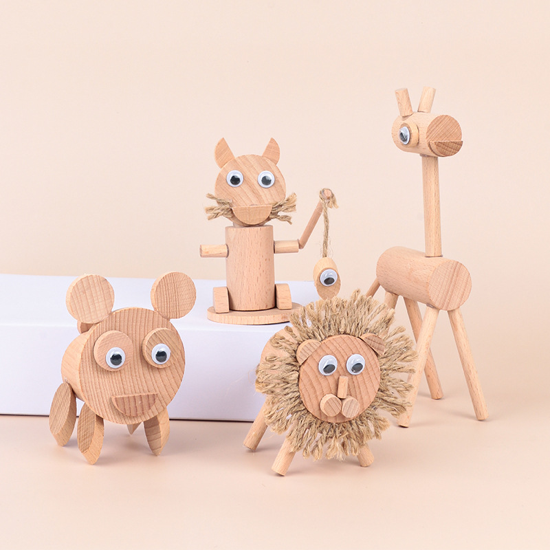 Paquete de materiales DIY para niños carpintería animal piezas de madera pila de ramas paquete de materiales de jardín de infantes juguetes hechos a mano