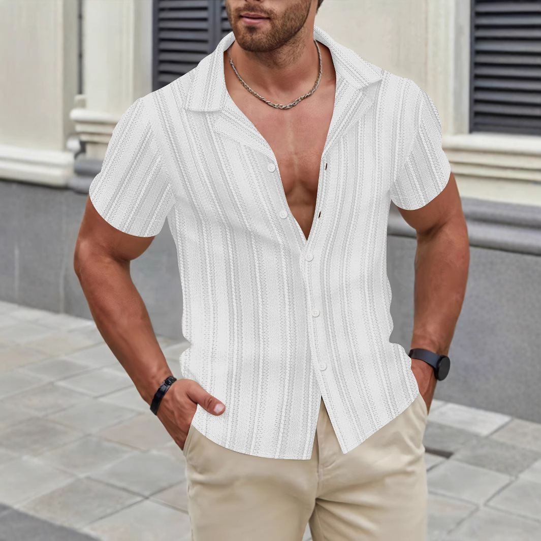 Strick-polohemd Für Herren Mit Streifen Und Lochmuster Sommer_voghion.com