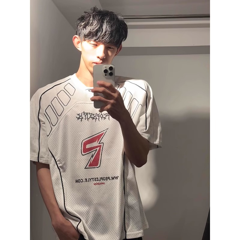Men's Summer Mesh Quick-dry Breathable Motorcycle-style Short-sleeve Cycling Jersey T-shirt_viptrois.com