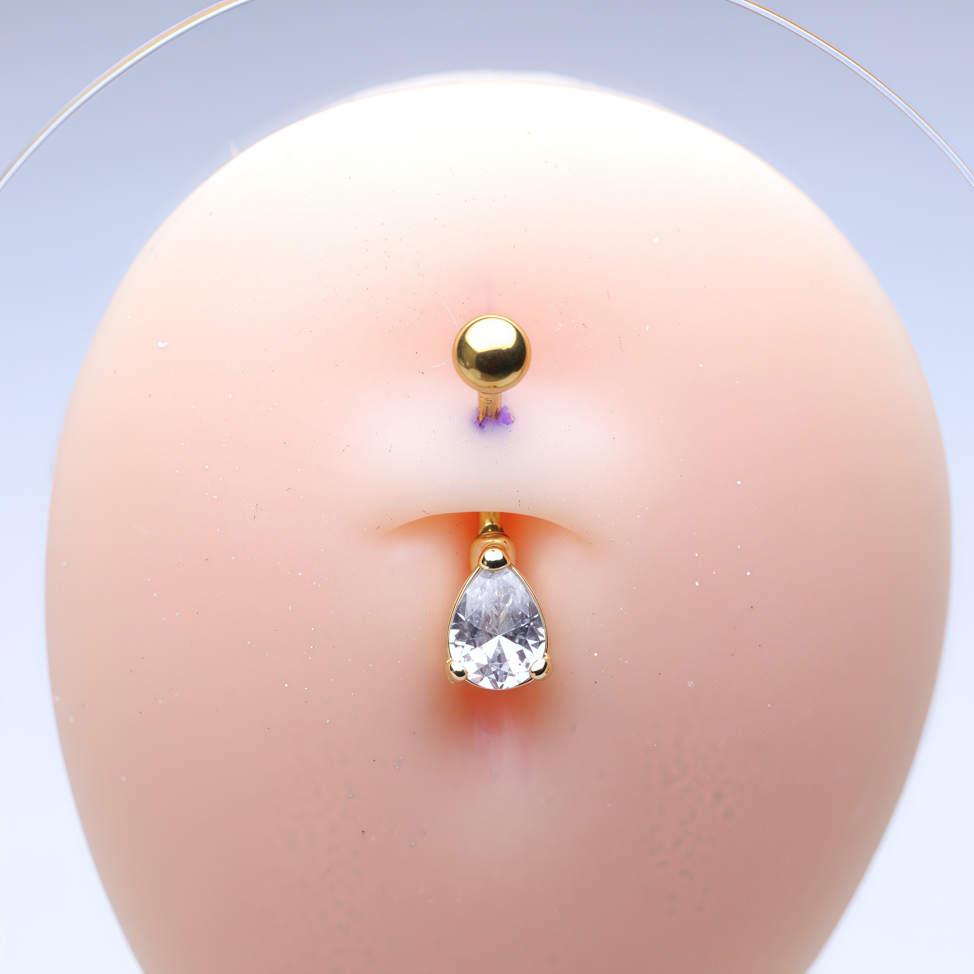 Unique Gold Belly Button Ring With Zirconia Drop Design_voghion.com