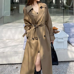 2023 autumn and winter New plus size women's trench coat female chubby girl Korean style loose casual British style over the knee 2391