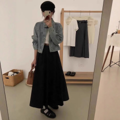26068【送腰带】韩系纯色简约宽松伞裙半裙YY-不退换