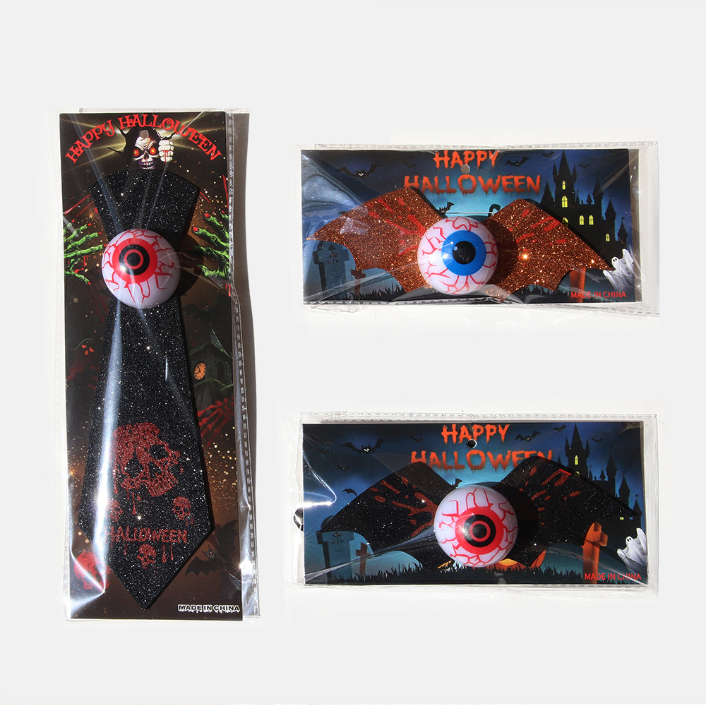 Corbata de globo ocular brillante de Halloween, disfraces de disfraces para adultos para niños, pajarita de murciélago rosa dorado, accesorios al por mayor