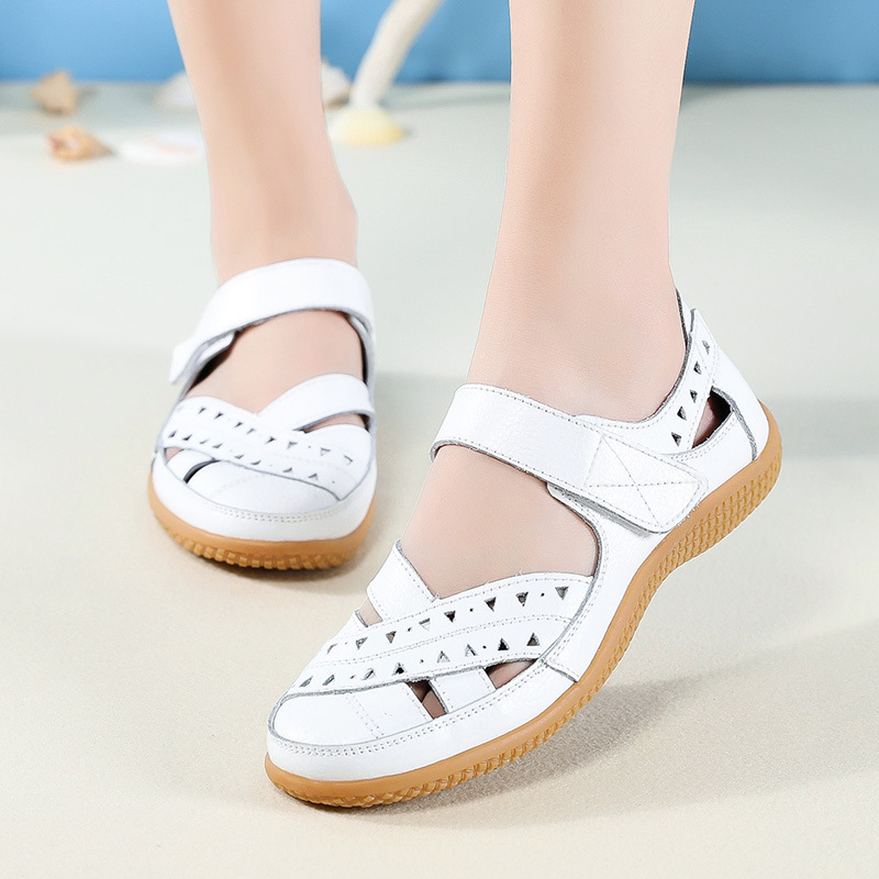 2021 Cross-border New Women's Sandals Hollow Hole Shoes Genuine Leather Shoes Mother Shoes Women's Single-layer Shoes Nurse White Shoes 2021 Cross-border New Women's Sandals Hollow Hole Shoes Genuine Leather Shoes Mother Shoes Women's Single-layer Shoes Nurse White Shoes