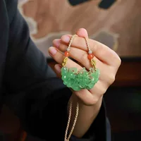 Фабрика Hetian Jade Store, изделия из нефрита, натуральный нефрит Синьцзян Хэтиан, яшма, старый материал, фруктово-зеленый, женская цепочка на ключицу