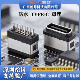 厂家直销TYPE-C 6PIN 板上两脚插板防水母座 L=7.50 外露1.5  IPX