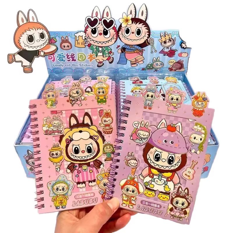 ネットセレブのラブブコイルノート、見栄えの良いスリーインワンLABUBUポータブルポケットノート、かわいいハンドブック