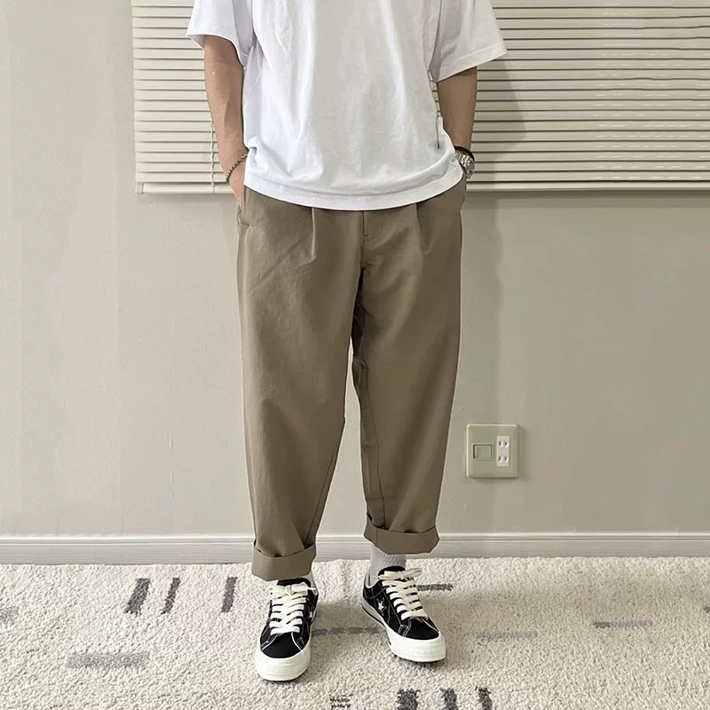 nanamica23 свободные повседневные брюки в японском стиле, брюки с девятью точками, мужские дышащие быстросохнущие зауженные брюки, функциональные костюмные брюки
