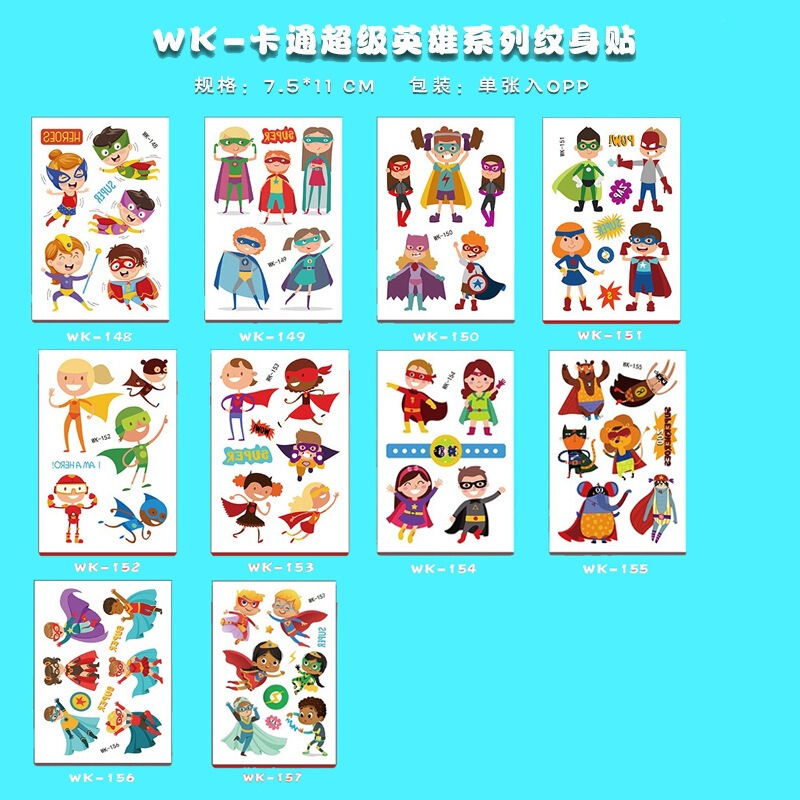 Children's Superman Temporary Tattoo Stickers Kids Party Creative Cartoon Hero Character Series Tattoo Stickers Children's Superman Temporary Tattoo Stickers Kids Party Creative Cartoon Hero Character Series Tattoo Stickers