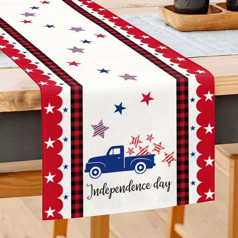 Nórdico transfronterizo nuevo día de la independencia americana tela de mesa impresa lino sala de estar mesa de té festivales decoración de tela de mesa bandera