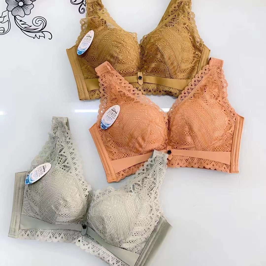 Nuevo sujetador de alta calidad de moda de encaje jacquard transpirable y cómodo ajuste lateral de pecho de cuatro botones ropa interior mujer image 6