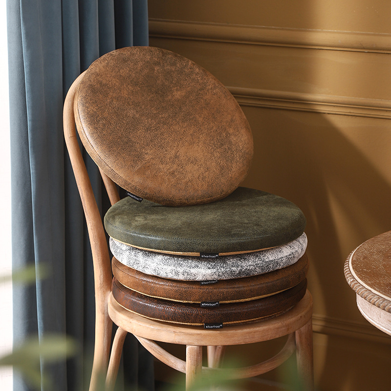 跨境复古麂皮绒圆形坐垫座椅垫子凳垫酒吧卡座软屁股垫记忆棉防滑