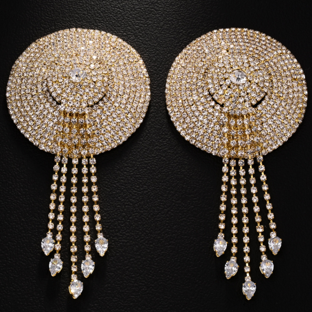 Amazon venta caliente sexy fijación de pecho moda redonda diamante adhesivo de pecho accesorios para mujeres pegatinas de pecho