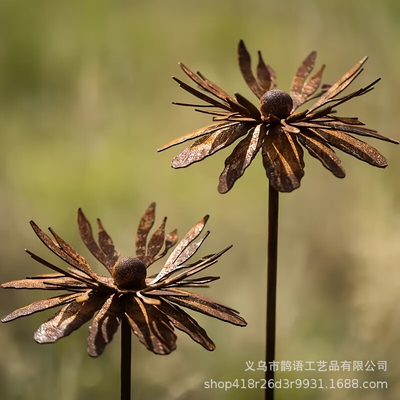 Cross-Border Hot-Selling New Product DIY Cornflower Metal Floor Plug Garden Courtyard Lawn Art Decoration Rusty Crafts