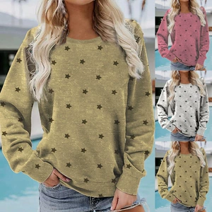 Women's Long Sleeve T-Shirt with Geometric Prints, 95% Polyester Blend, Casual and Comfortable Fit
