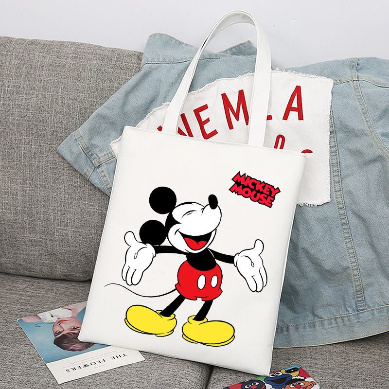 Mickey Minnie Mouse impreso bolsa de lona bolso de hombro bolso plegable bolso de compras
