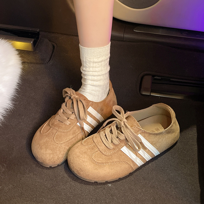 德训鞋女2025新款春秋平底内增高复古休闲百搭运动鞋超火爆款软底|undefined