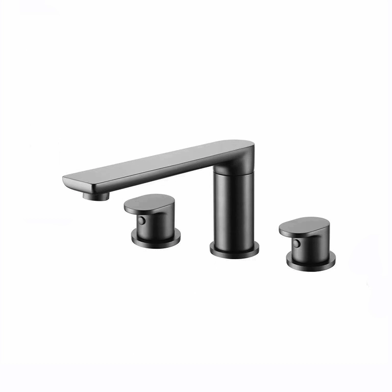 8V Kestu full copper gun gray bath tank edge embedded hot and cold split shower