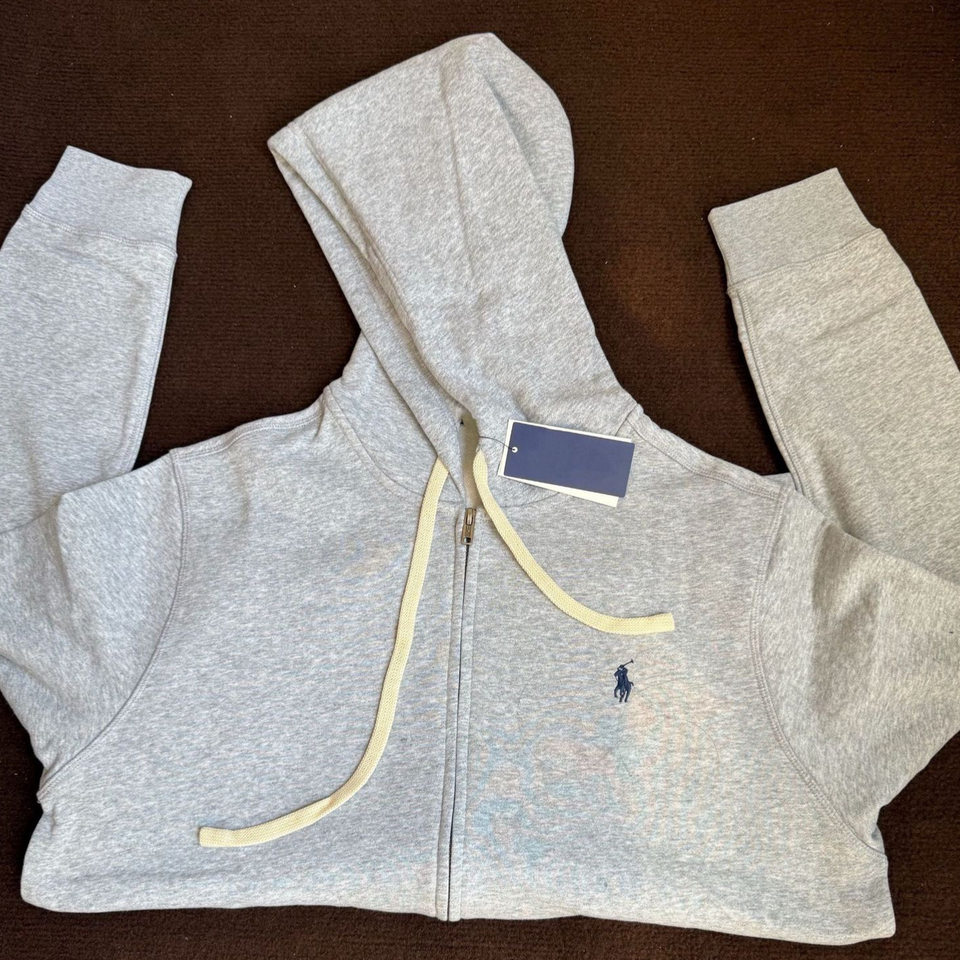Áo hoodie nam khóa kéo có mũ, lót lông dày, thêu hình ngựa nhỏ, form rộng unisex — Màu xanh tím than, màu xám, màu đen chi tiết 5