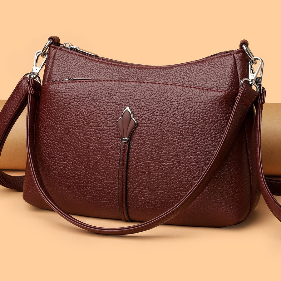 Elegant Soft Leather Shoulder Bag For Women Multi-layer Handbag_voghion.com