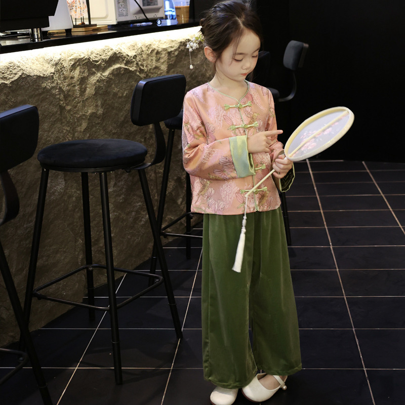 女童汉服套装中国风明制儿童装宝宝唐装秋季上衣裤子新中式两件套|undefined