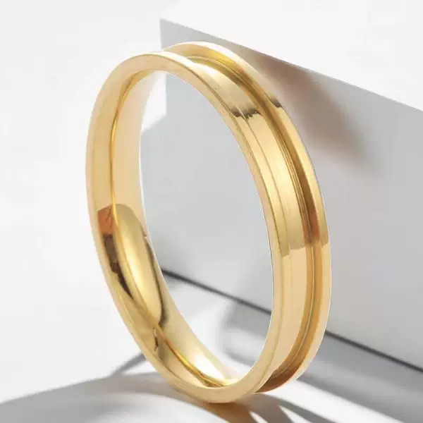 4mm Smooth Groove Ring, Non-Fading DIY Couple Rings, Simple and Versatile Unisex Ring