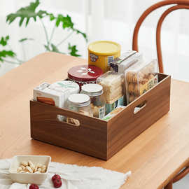 家用桌面收纳盒木质大容量日式储物盒零食化妆品杂物整理收纳盒