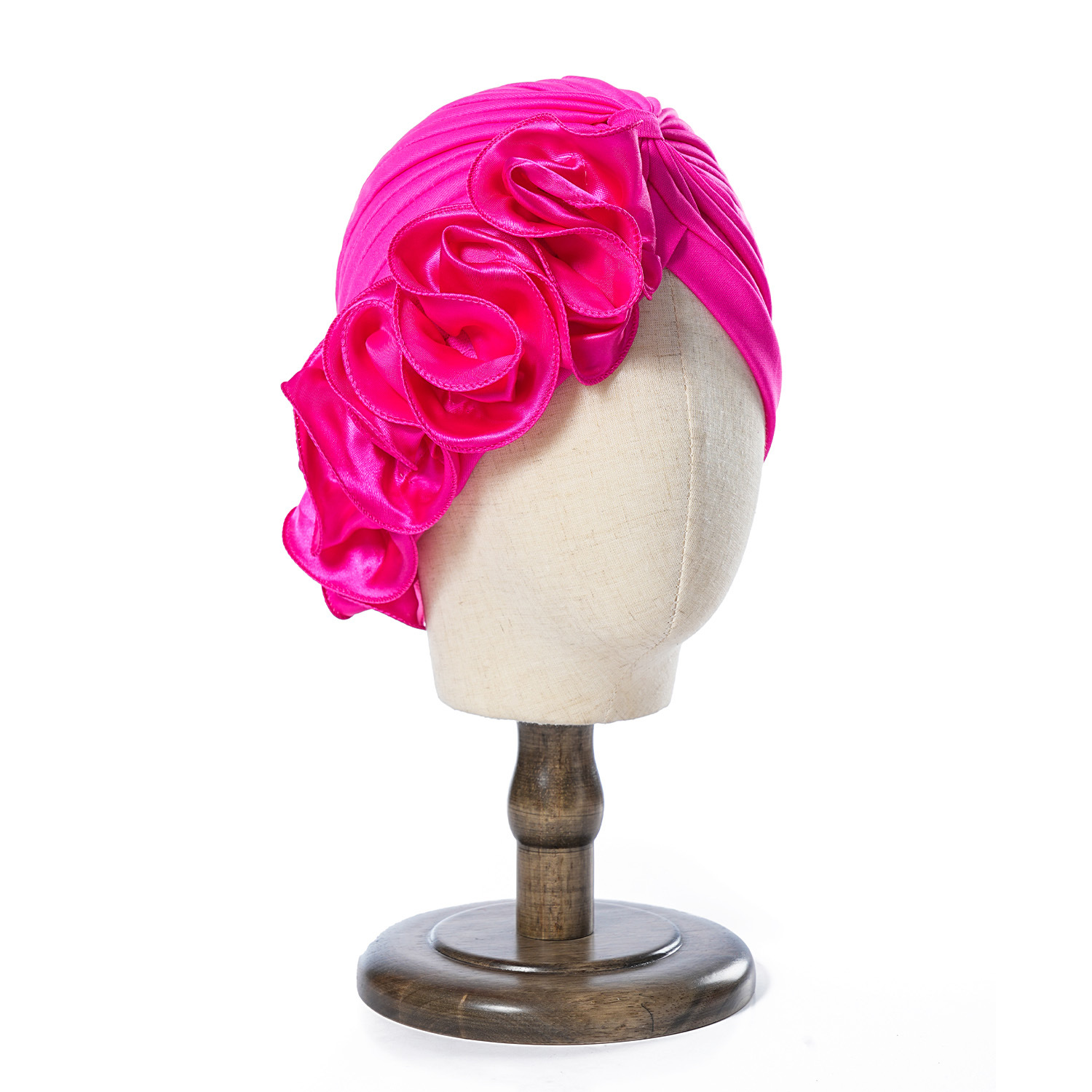 Cappello musulmano Cappello con fascia decorativa a fiori a fila laterale Cappello con fascia elastica plissettata Cappello etnico con fascia antivento_voghion.com