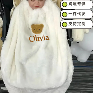 Personalized Custom Embroidered Name Blanket, Children's Outing Cloak, Baby Nap Blanket, Stroller Windproof Blanket