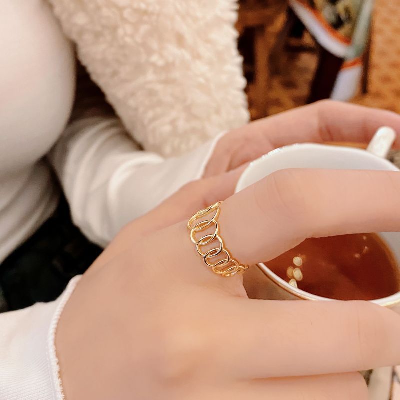 Women's, Unisex Gender 18K Gold Plated Silver Plated 925 Sterling Silver Geometric Wide Band Rings Open Rings Rings