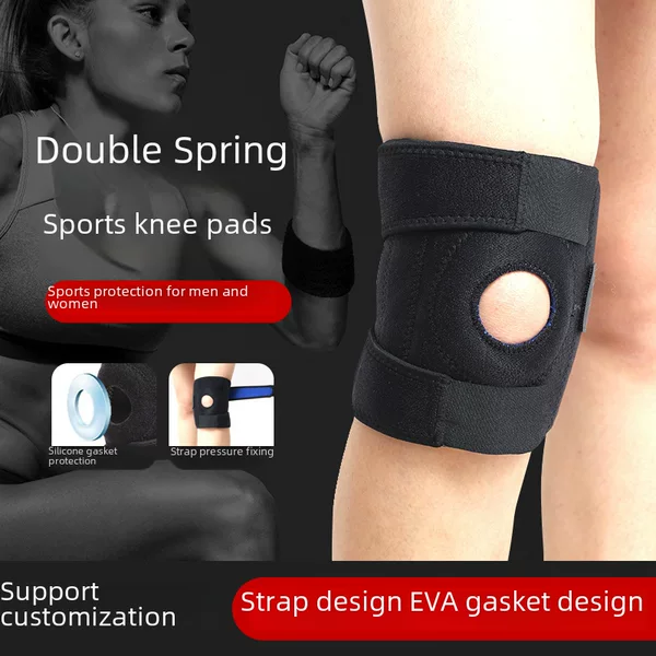 Cross-border outdoor sports knee pads basketball riding anti-collision straps spring thickened sponge knee pads adjustable wholesale