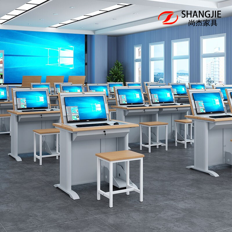 Flip Computer Desk Hidden Multimedia Learning Desk School Classroom Training Desk Flip Monitor Desk