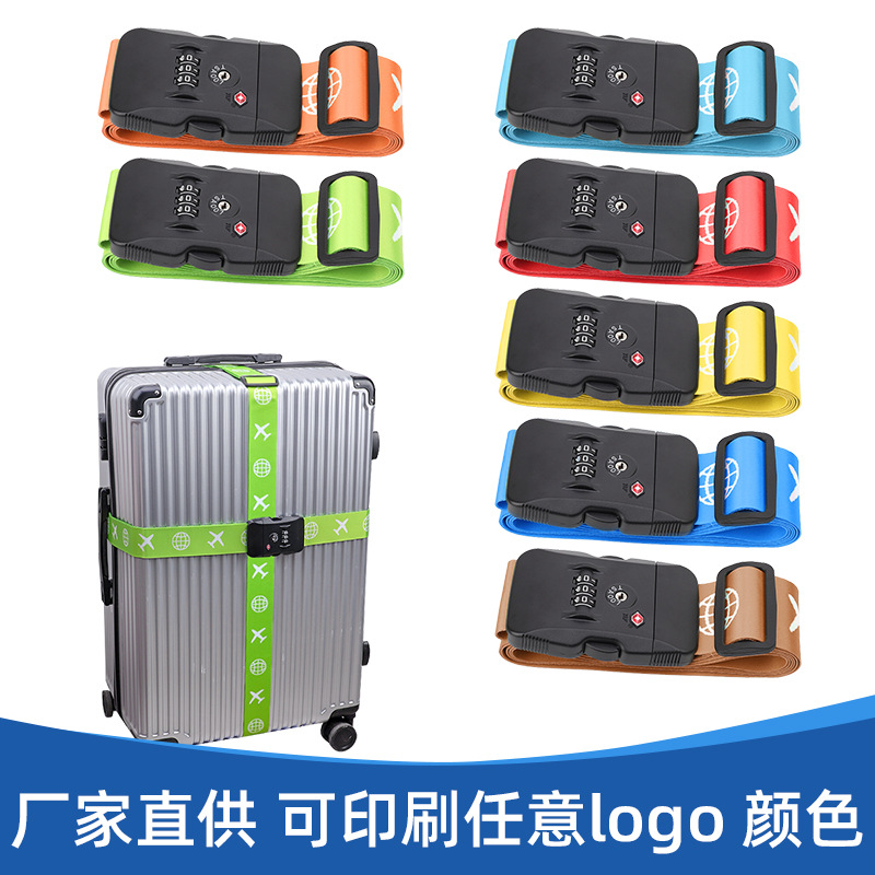 Luggage strap with cross-shaped fastening, travel trolley case password lock, reinforced binding rope 30inch cute