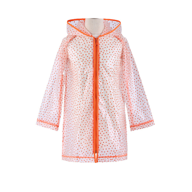 High-Quality Foreign Trade Children's Raincoat with Round Polka Dot Print and Zipper, Fashionable Hemmed Raincoat, Girls' Hooded Long Raincoat High-Quality Foreign Trade Children's Raincoat with Round Polka Dot Print and Zipper, Fashionable Hemmed Raincoat, Girls' Hooded Long Raincoat