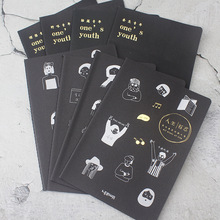 联华文具车线笔记本子黑卡纸缝线记事本 黑色纸涂鸦日记软抄本B5