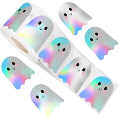 Amazon 外国貿易ハロウィンゴーストステッカーロールレーザーかわいいゴーストホログラフィック防水自己粘着ステッカー装飾ステッカー